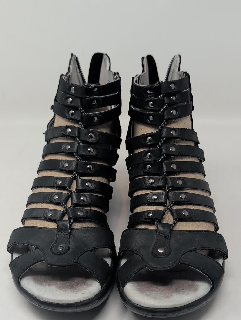 Janbu Black Strappy Gladiator Sandals - Women's Fashion